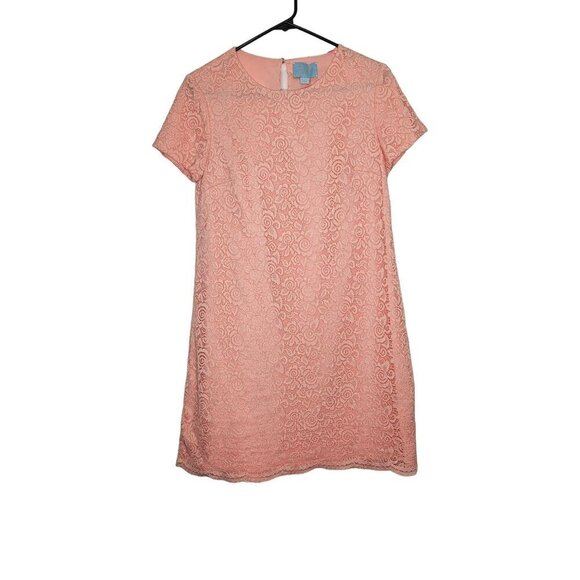 CeCe By Cynthia Steffe Pink Lace Dress Lined Short‎ Sleeve NO Pockets Size 6 - Picture 1 of 10